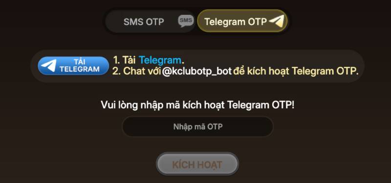 Hướng Dẫn Chi Tiết Cách Đăng Nhập KClub Bảo Mật, Vào Ngay 4 Bảo mật tài khoản với SMS OTP hoặc Telegram OTP