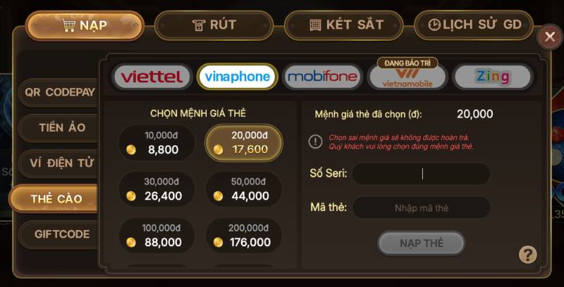 Hướng Dẫn Nạp Tiền Kclub Nhanh Chóng Với 5 Phương Thức Nạp 5 Nạp tiền qua thẻ cào