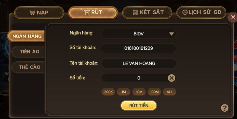 Hướng Dẫn Rút Tiền Kclub Chi Tiết Và An Toàn 2 Rút tiền qua ngân hàng