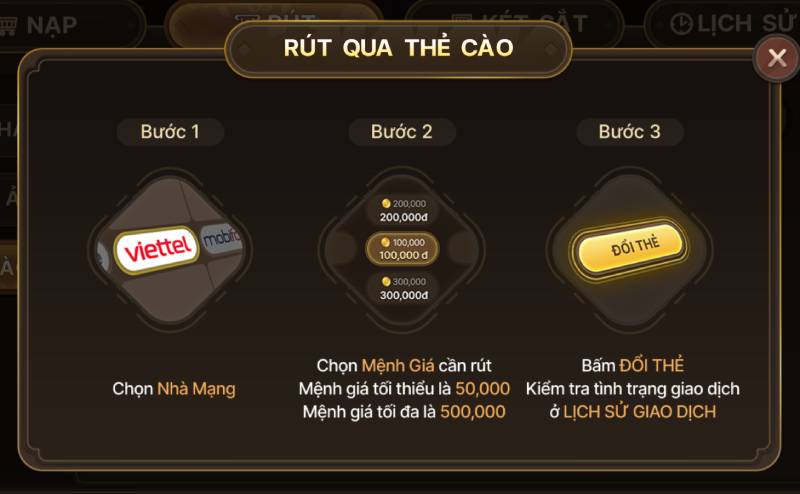 Hướng Dẫn Rút Tiền Kclub Chi Tiết Và An Toàn 4 Rút tiền qua thẻ cào